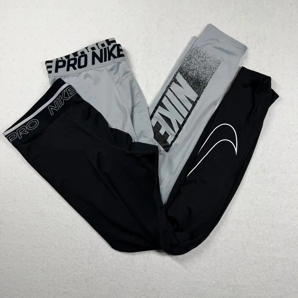 Lot of 2 Nike Pro Dri-FIT Men’s Compression Tights Pants Black Gray XL